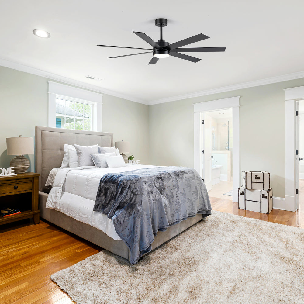 62-inch Modern Reversible 7-Blade LED Ceiling Fan with Remote and Light