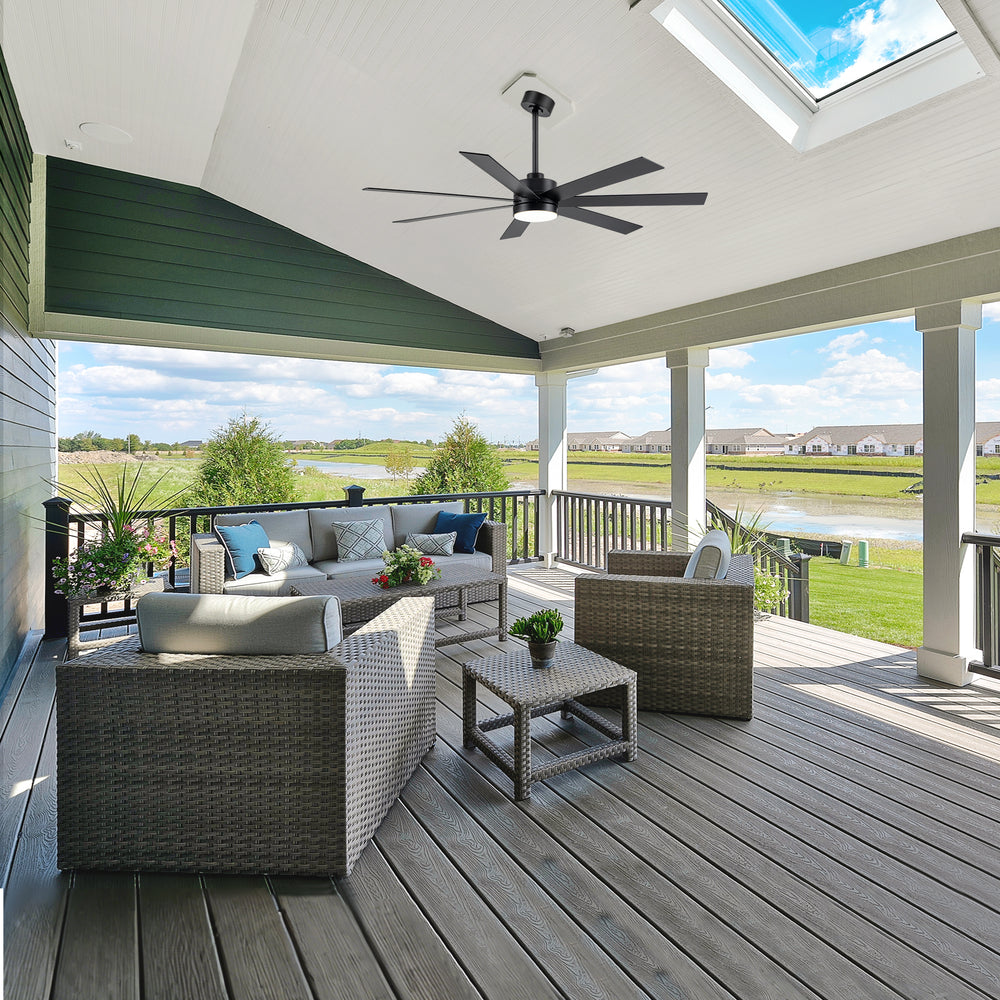62-inch Modern Reversible 7-Blade LED Ceiling Fan with Remote and Light