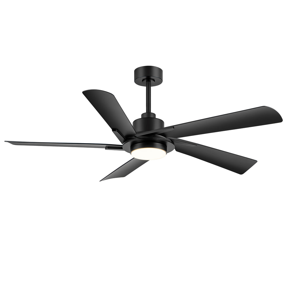 Breezary 60" 5-Blade Silent DC Motor Modern Ceiling Fan with 18W LED Light - Black