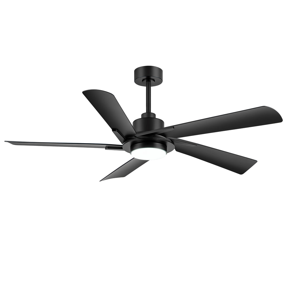 Breezary 60" 5-Blade Silent DC Motor Modern Ceiling Fan with 18W LED Light - Black