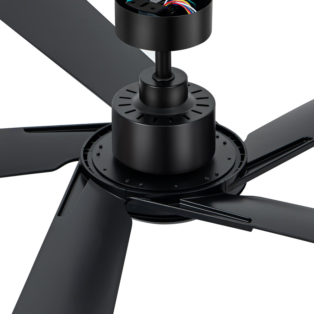 Breezary 60" 5-Blade Silent DC Motor Modern Ceiling Fan with 18W LED Light - Black