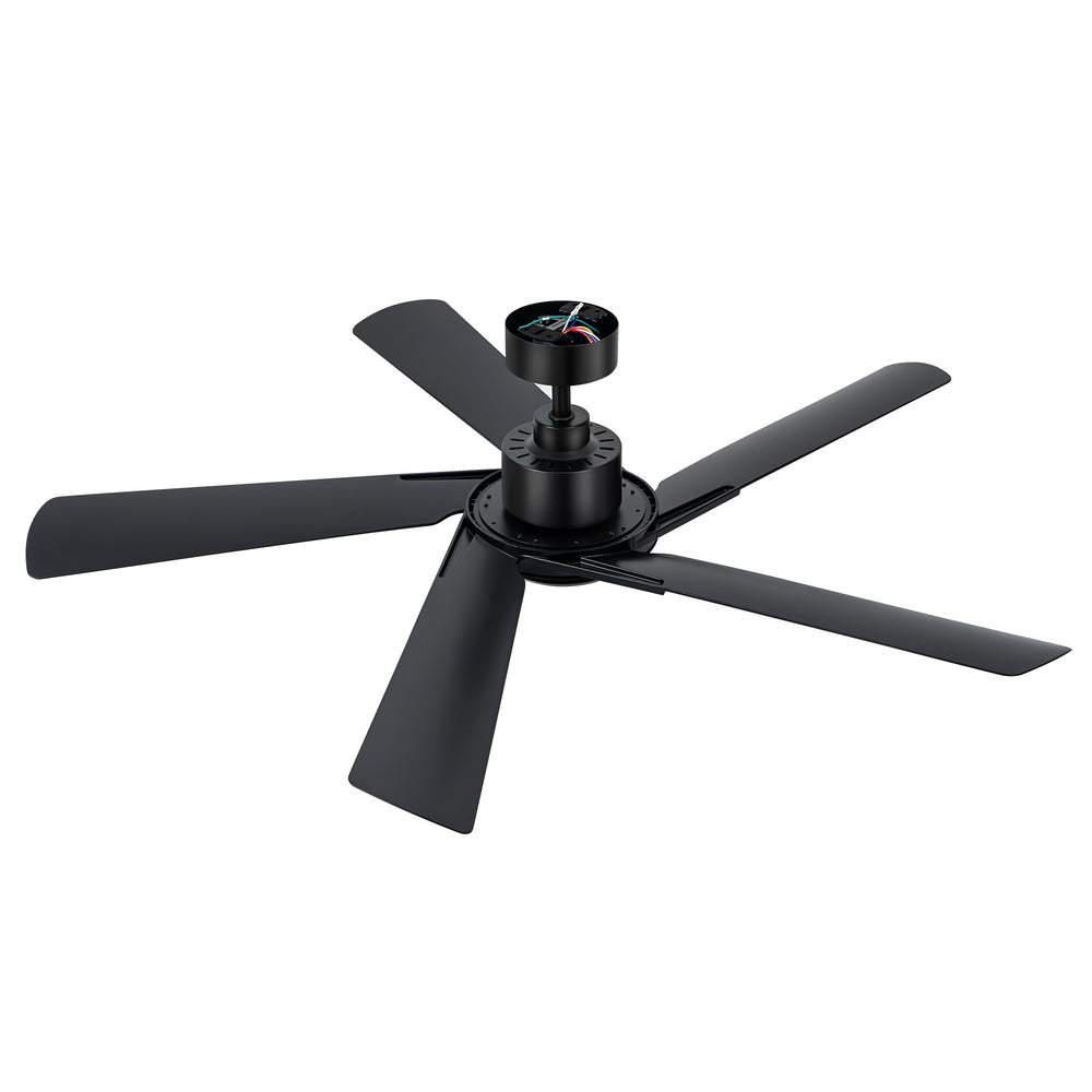 Breezary 60" 5-Blade Silent DC Motor Modern Ceiling Fan with 18W LED Light - Black