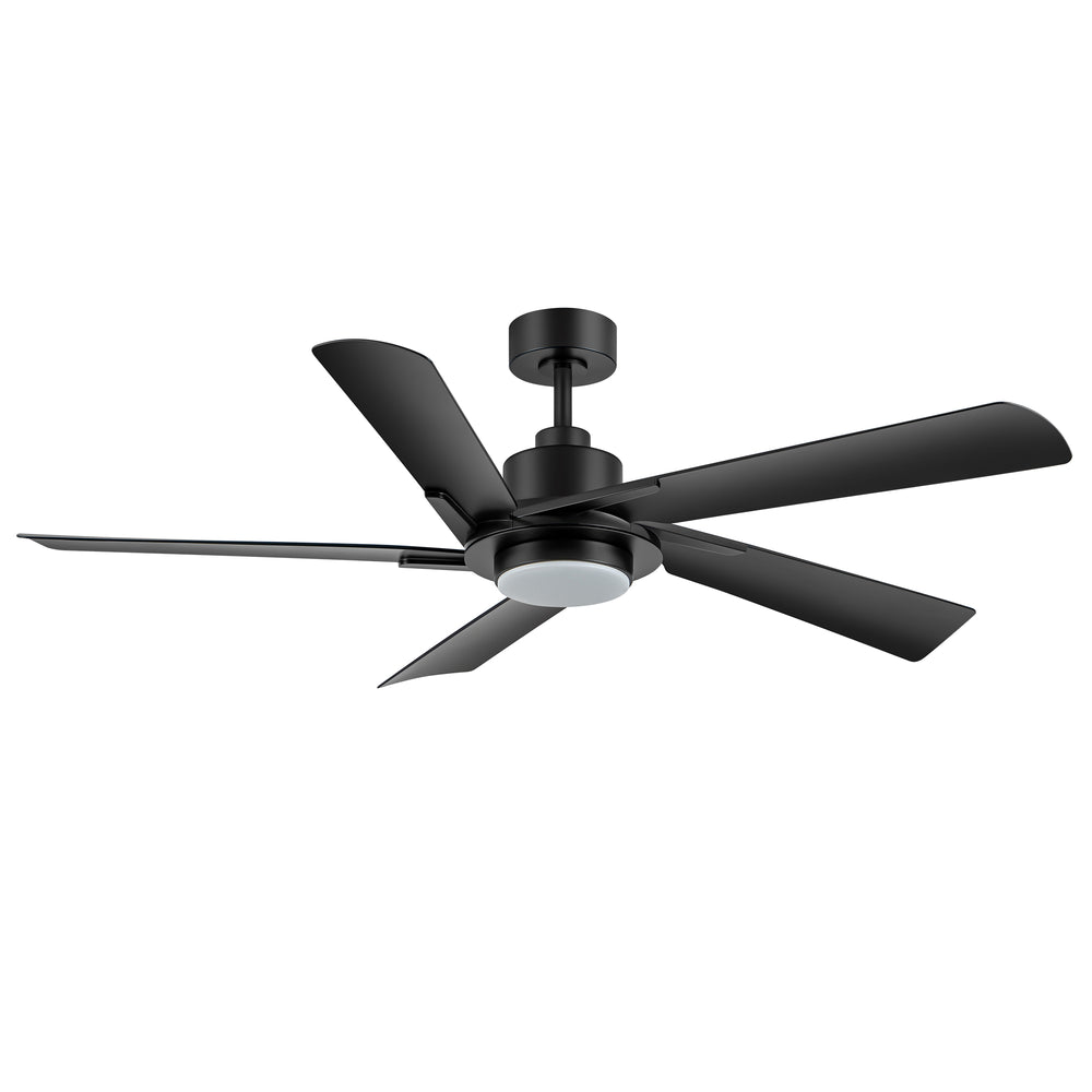 Breezary 60" 5-Blade Silent DC Motor Modern Ceiling Fan with 18W LED Light - Black