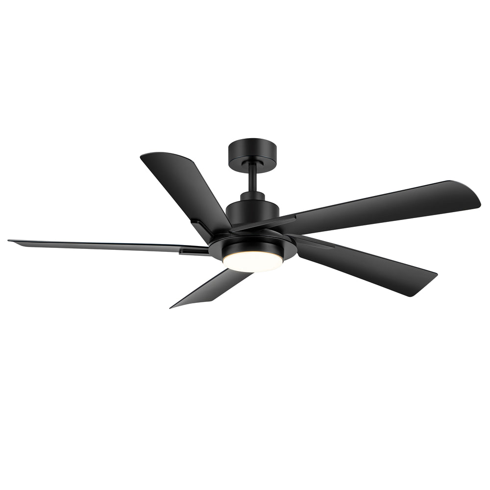 Breezary 60" 5-Blade Silent DC Motor Modern Ceiling Fan with 18W LED Light - Black