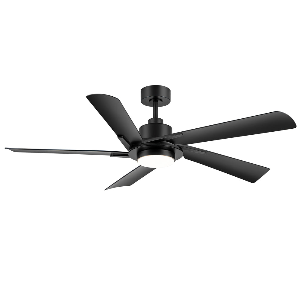 Breezary 60" 5-Blade Silent DC Motor Modern Ceiling Fan with 18W LED Light - Black