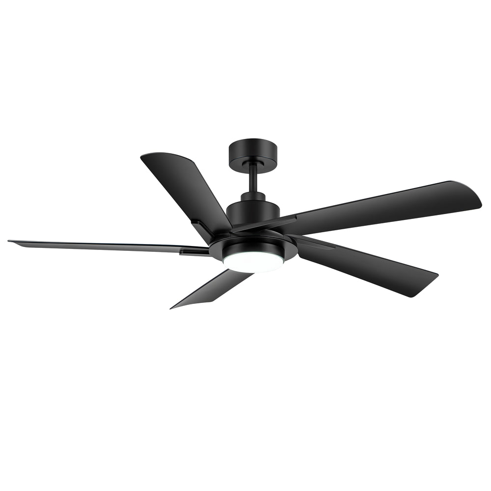 Breezary 60" 5-Blade Silent DC Motor Modern Ceiling Fan with 18W LED Light - Black