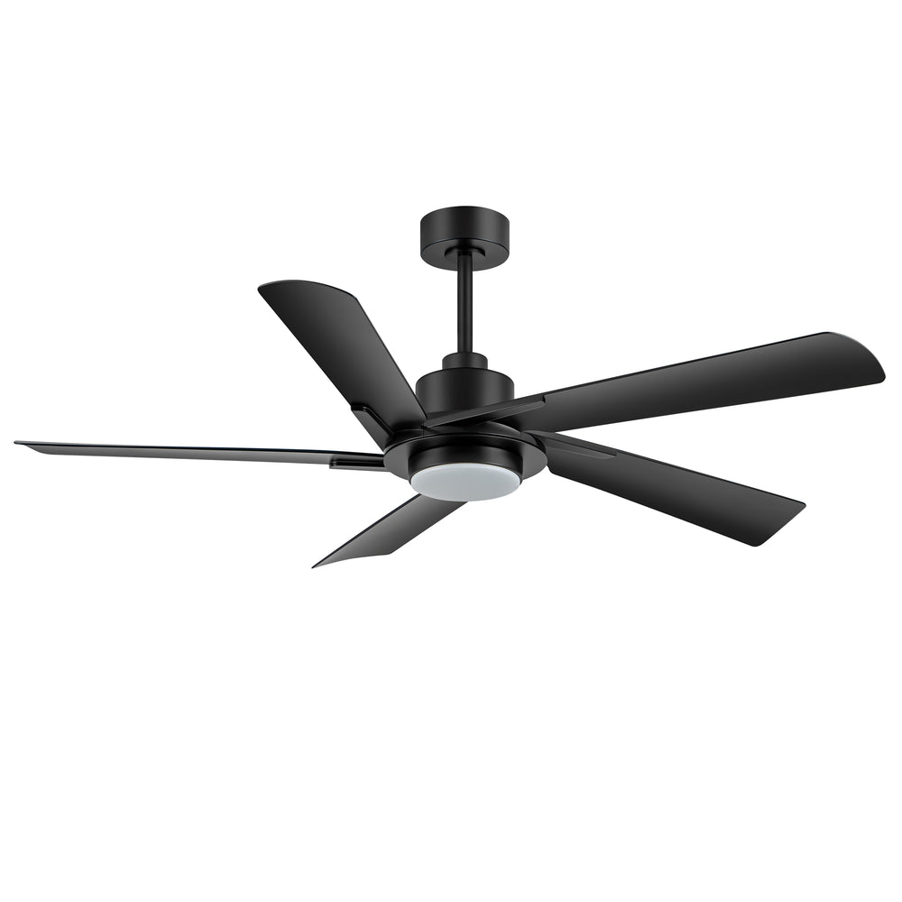 Breezary 60" 5-Blade Silent DC Motor Modern Ceiling Fan with 18W LED Light - Black