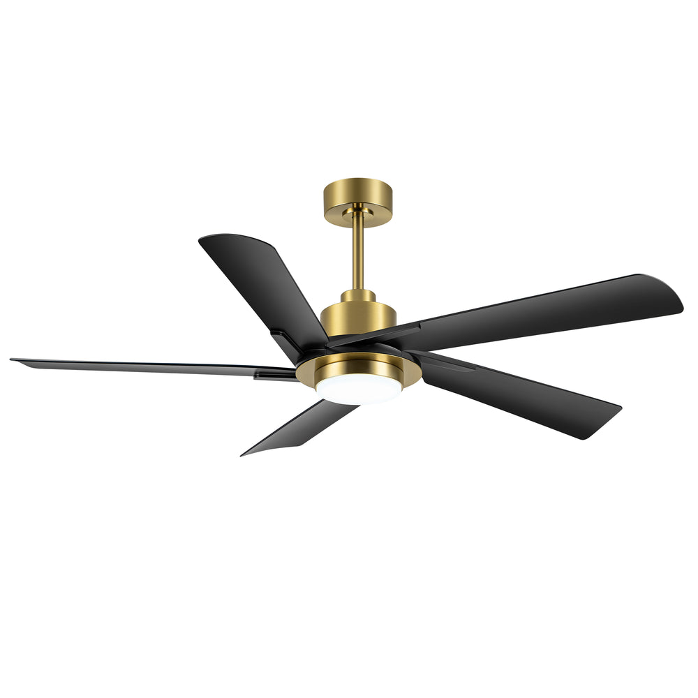 Breezary 60" 5-Blade Silent DC Motor Modern Ceiling Fan with 18W LED Light - Black