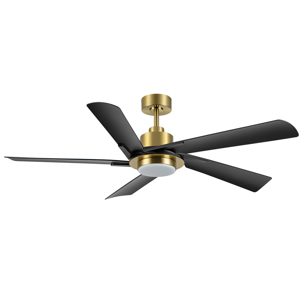 Breezary 60" 5-Blade Silent DC Motor Modern Ceiling Fan with 18W LED Light - Black