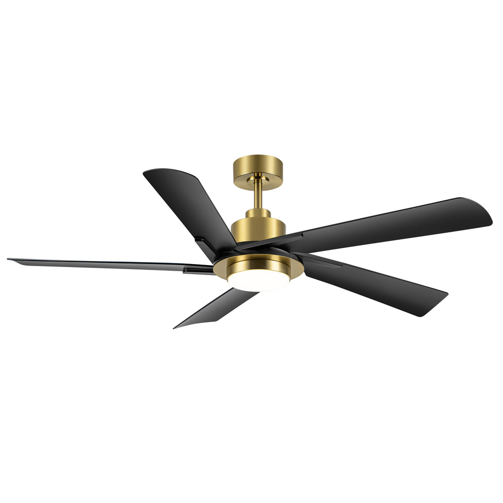 Breezary 60" 5-Blade Silent DC Motor Modern Ceiling Fan with 18W LED Light - Black