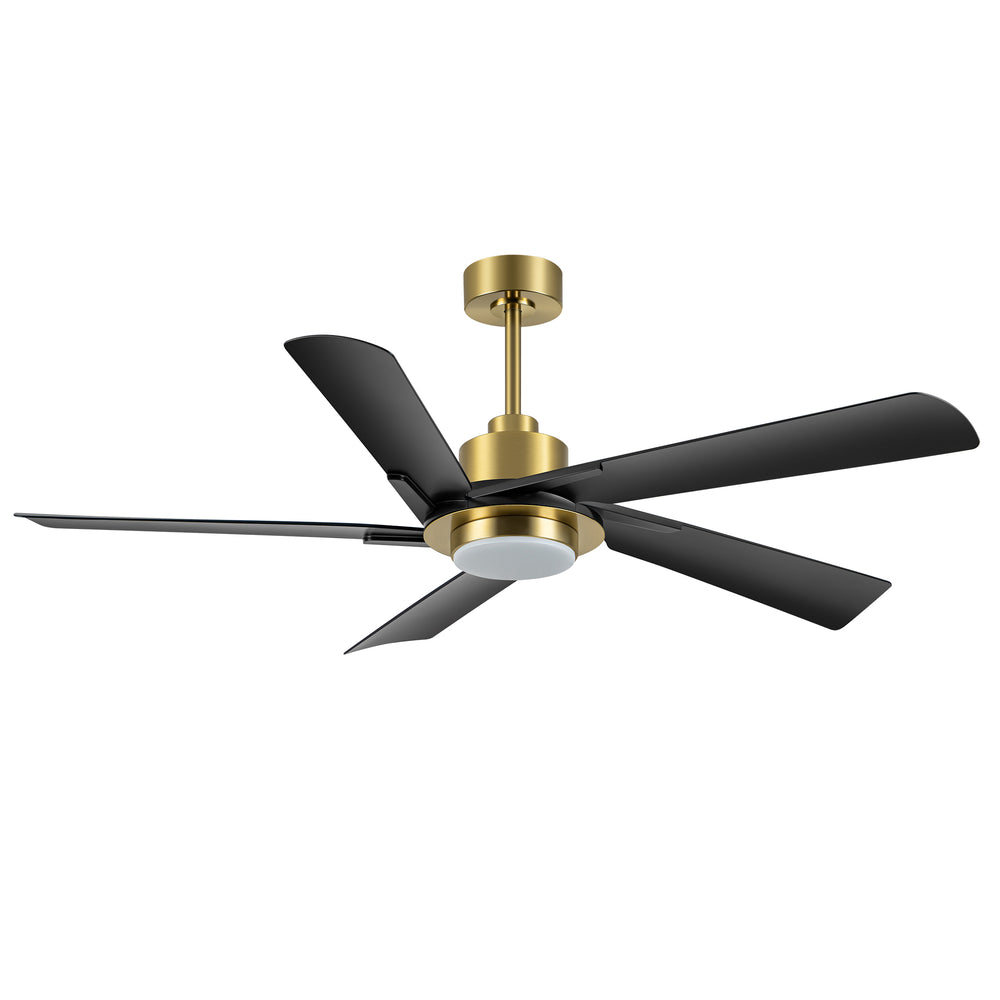 Breezary 60" 5-Blade Silent DC Motor Modern Ceiling Fan with 18W LED Light - Black
