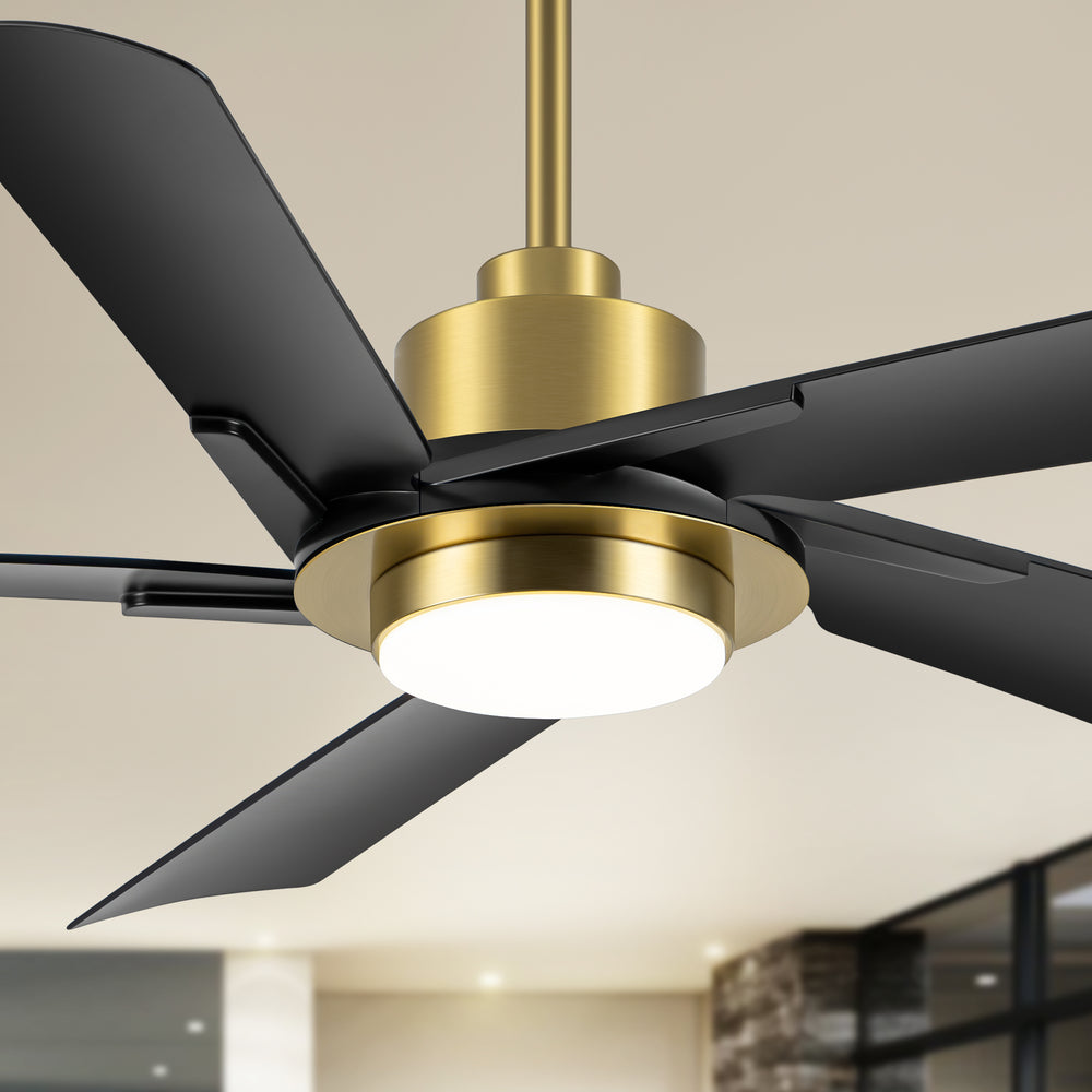 Breezary 60" 5-Blade Silent DC Motor Modern Ceiling Fan with 18W LED Light - Black