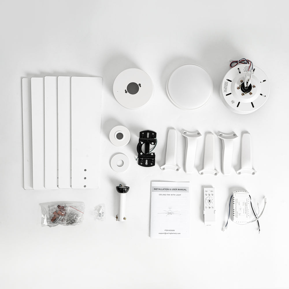 42-inch 5-Blade Ceiling Fan with Lights and Remote, 6 Speeds Reversible DC Motor Noiseless, Modern Ceiling Fan for Patios, Living Room, Farmhouse, Kitchen