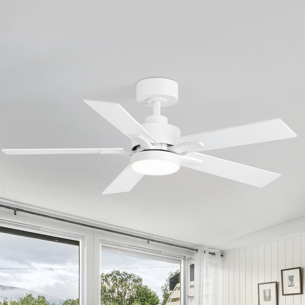 42-inch 5-Blade Ceiling Fan with Lights and Remote, 6 Speeds Reversible DC Motor Noiseless, Modern Ceiling Fan for Patios, Living Room, Farmhouse, Kitchen