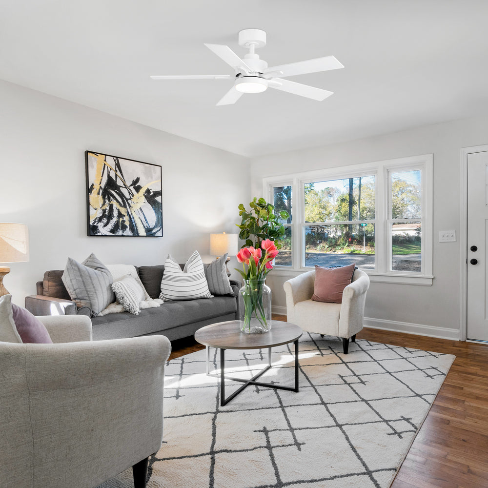 42-inch 5-Blade Ceiling Fan with Lights and Remote, 6 Speeds Reversible DC Motor Noiseless, Modern Ceiling Fan for Patios, Living Room, Farmhouse, Kitchen