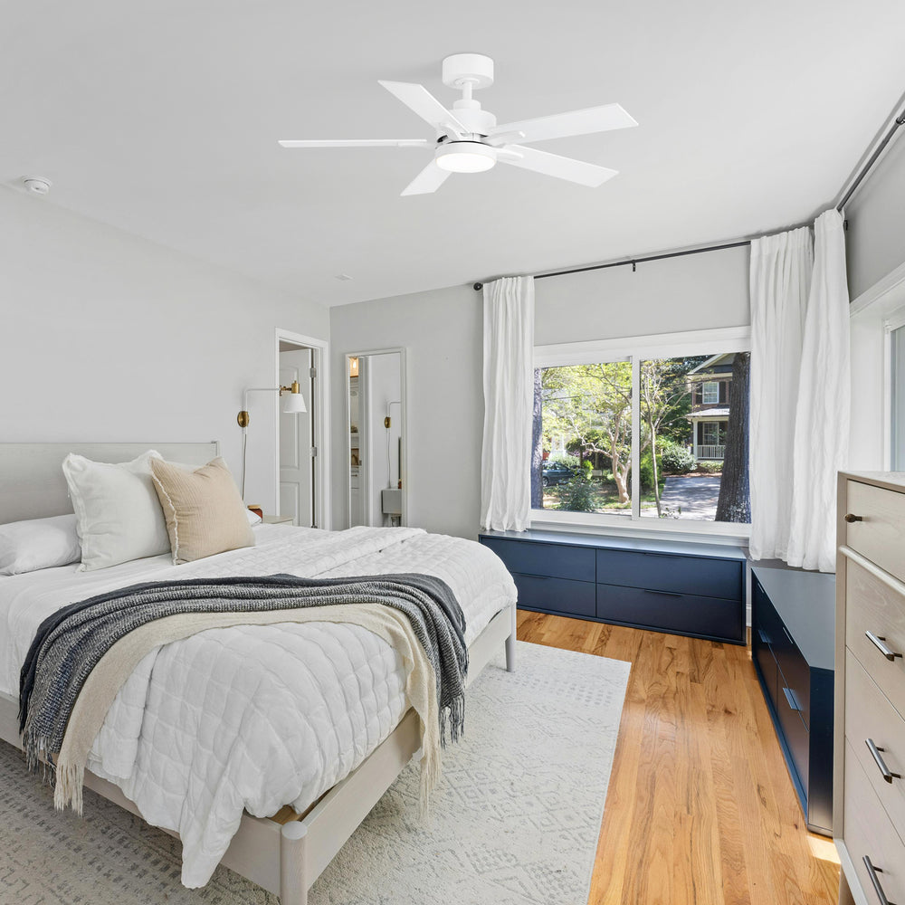 42-inch 5-Blade Ceiling Fan with Lights and Remote, 6 Speeds Reversible DC Motor Noiseless, Modern Ceiling Fan for Patios, Living Room, Farmhouse, Kitchen