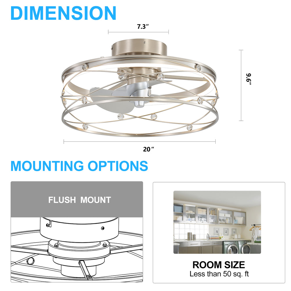 Rene 21-In LED Chandelier Ceiling Fan with Light Remote(3-blade)