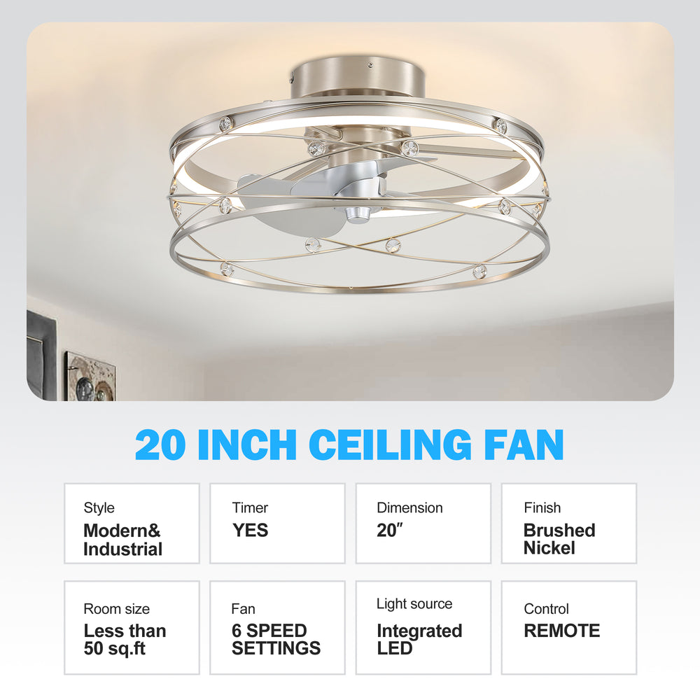 Rene 21-In LED Chandelier Ceiling Fan with Light Remote(3-blade)