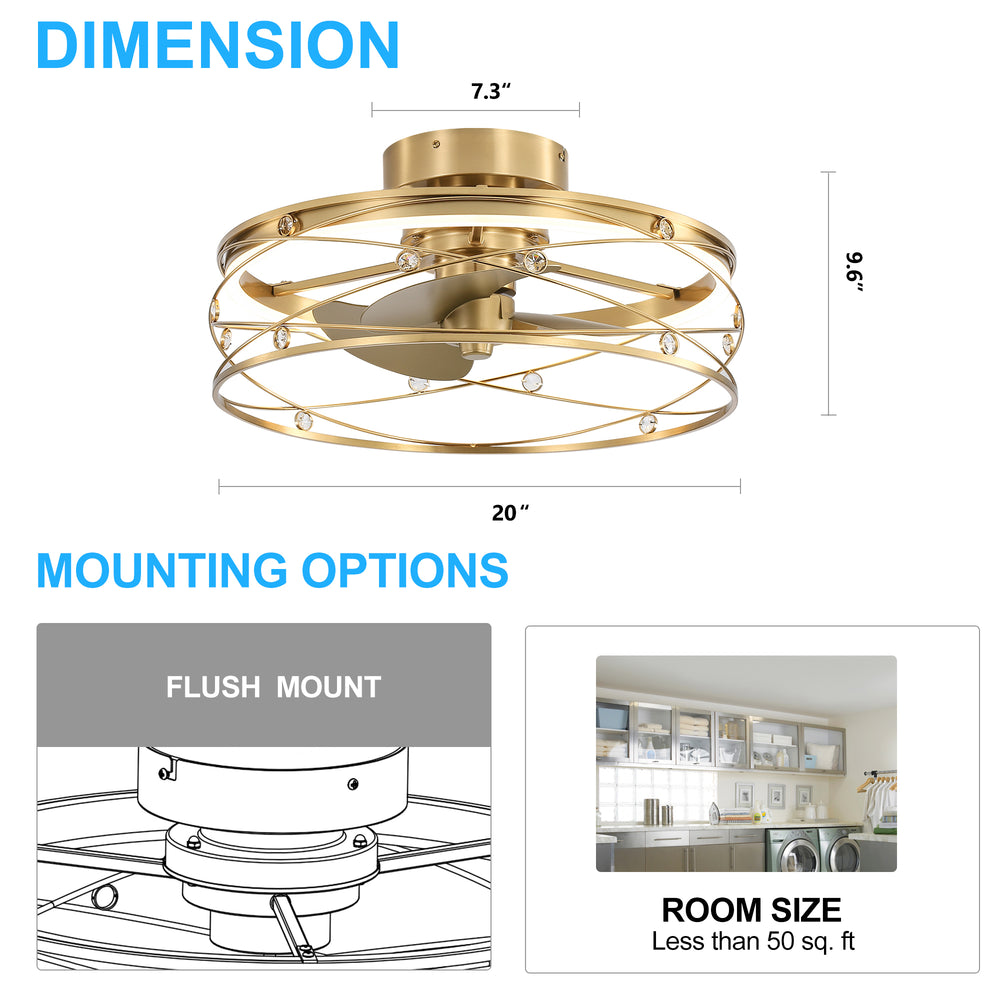 Rene 21-In LED Chandelier Ceiling Fan with Light Remote(3-blade)