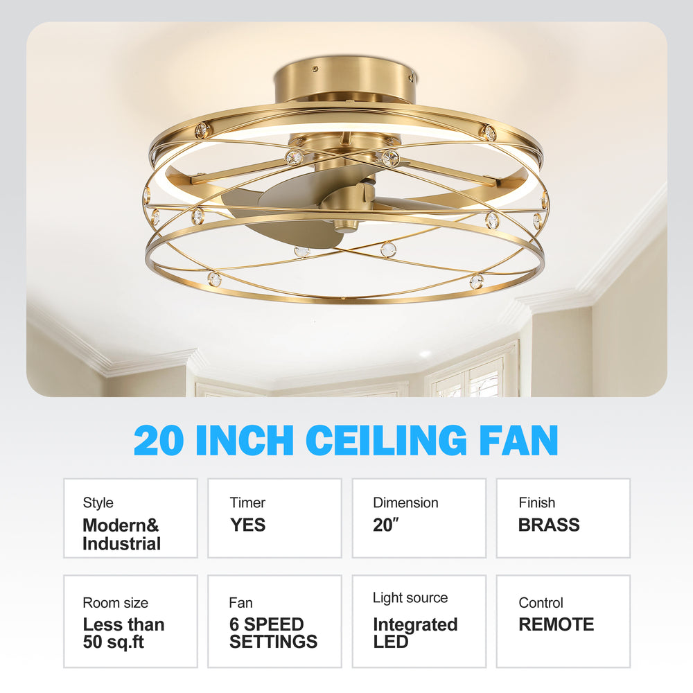 Rene 21-In LED Chandelier Ceiling Fan with Light Remote(3-blade)