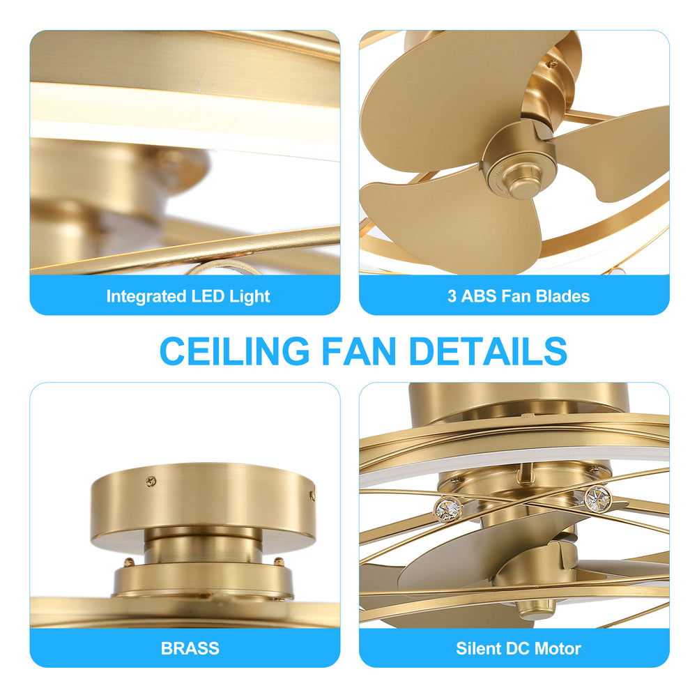 Rene 21-In LED Chandelier Ceiling Fan with Light Remote(3-blade)