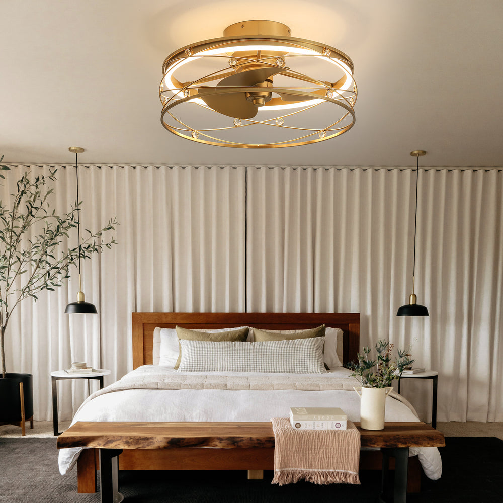 Rene 21-In LED Chandelier Ceiling Fan with Light Remote(3-blade)