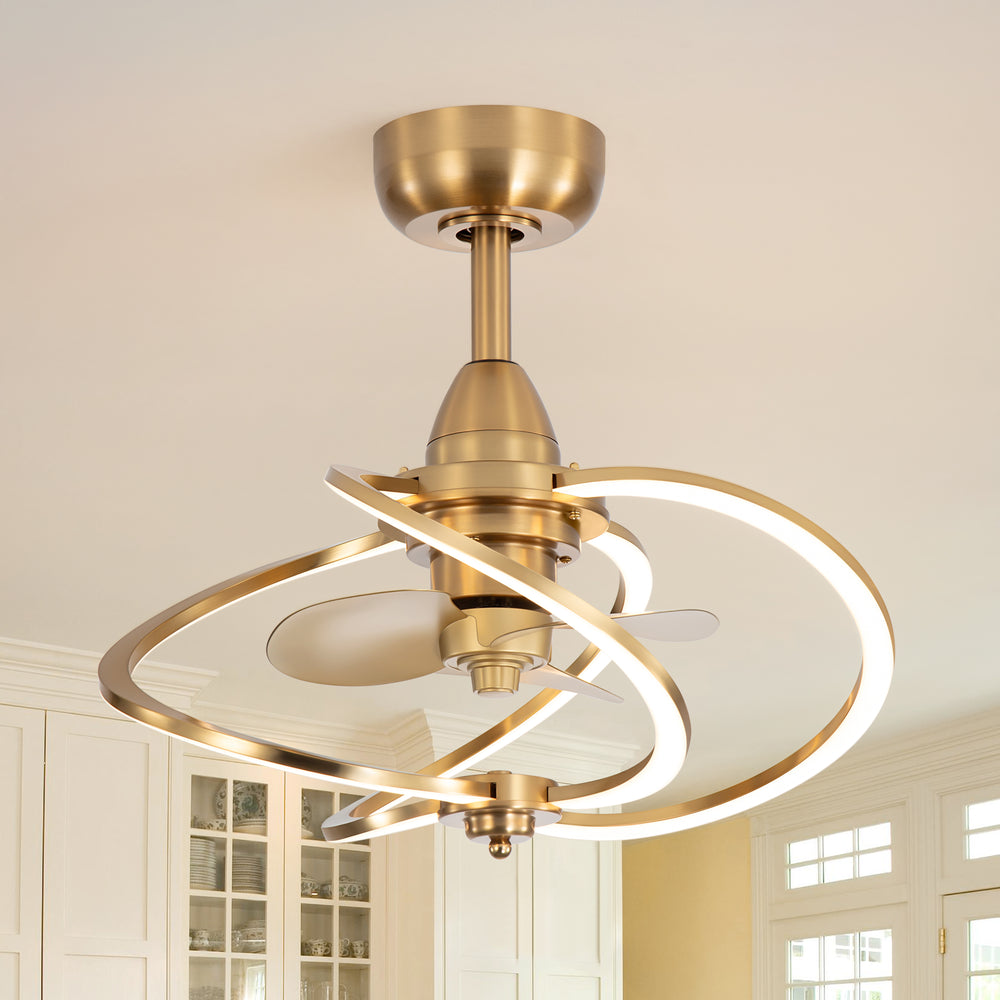 20-inch Modern 3-Blade Dimmable LED Ceiling Fan with Light Kit and Remote,6" downrod Included