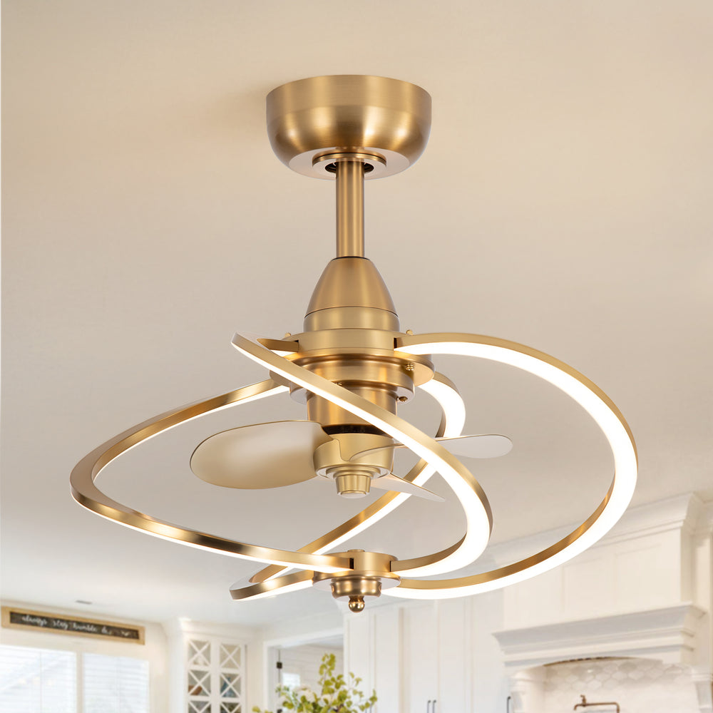 20-inch Modern 3-Blade Dimmable LED Ceiling Fan with Light Kit and Remote,6" downrod Included