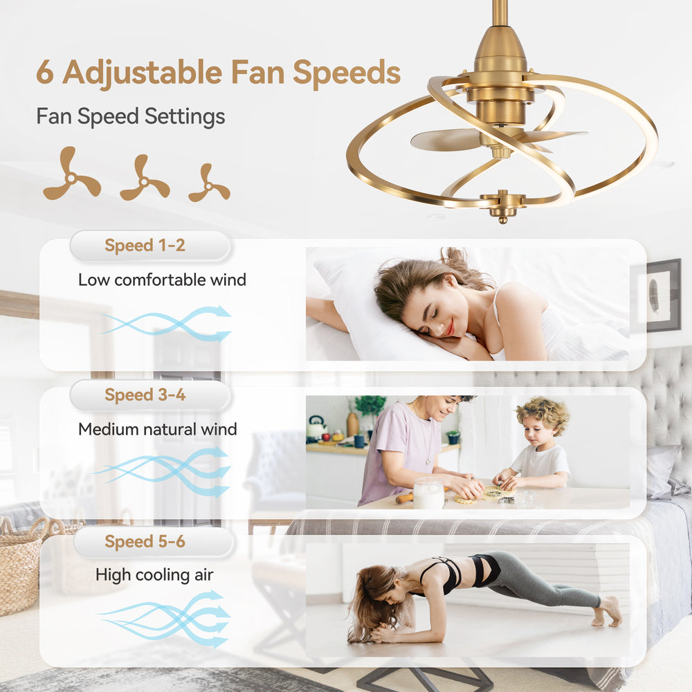 20-inch Modern 3-Blade Dimmable LED Ceiling Fan with Light Kit and Remote,6" downrod Included