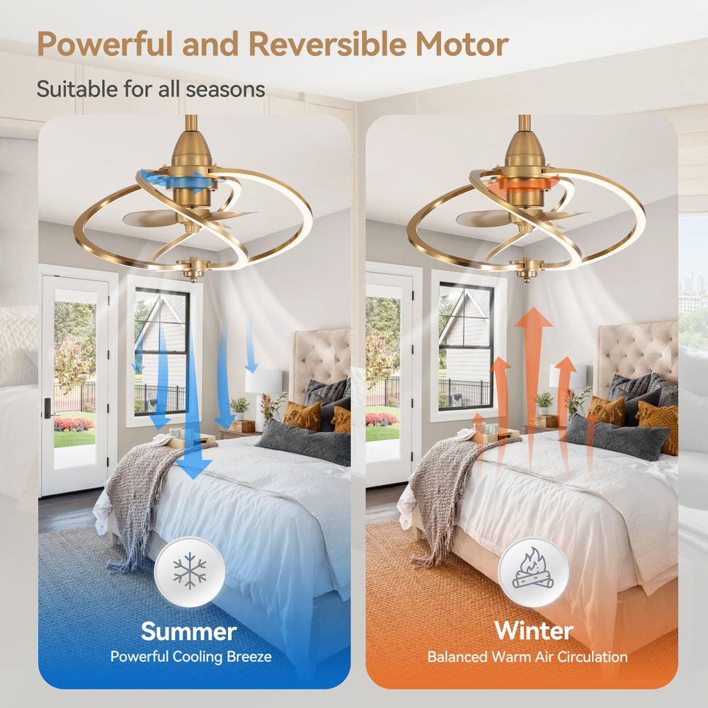 20-inch Modern 3-Blade Dimmable LED Ceiling Fan with Light Kit and Remote,6" downrod Included