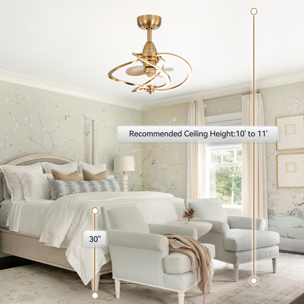 20-inch Modern 3-Blade Dimmable LED Ceiling Fan with Light Kit and Remote,6" downrod Included