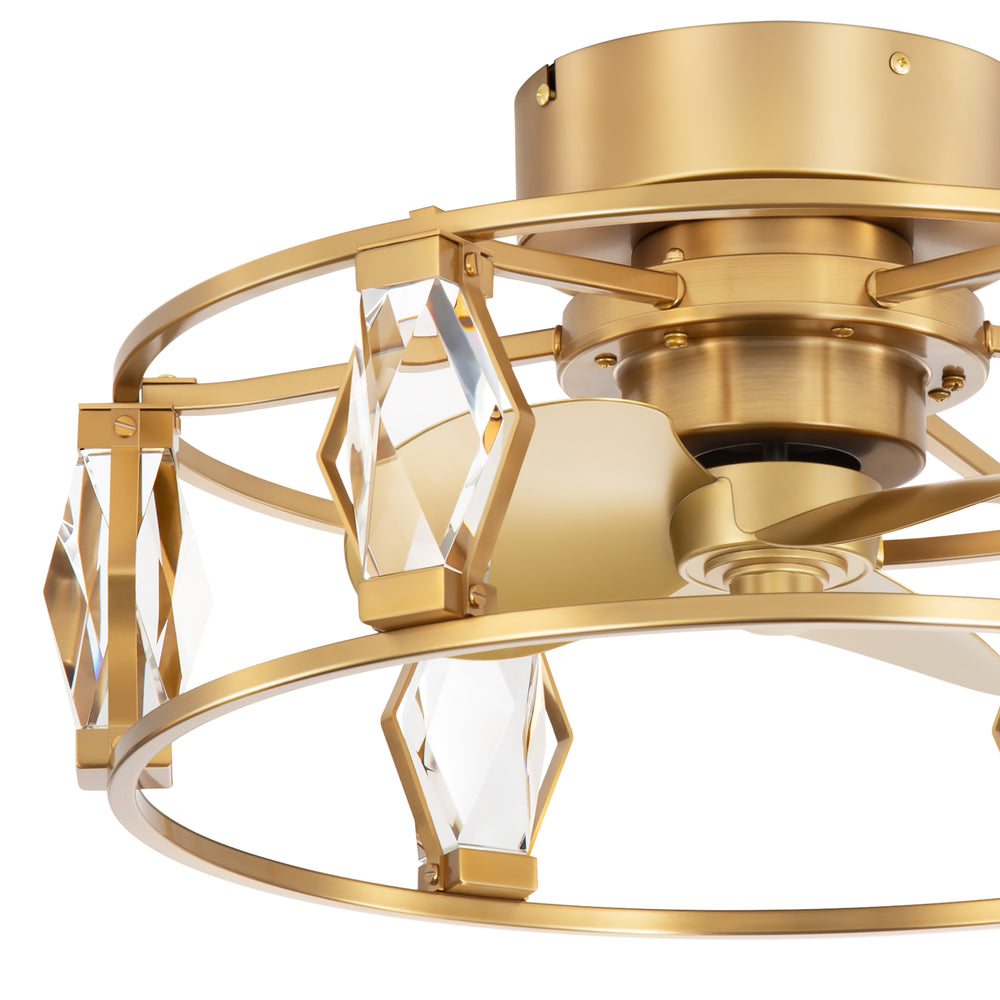 20.8-inch Flush Mount Crystal Ceiling Fan with Dimmable LED Light and Remote(3-Blade)