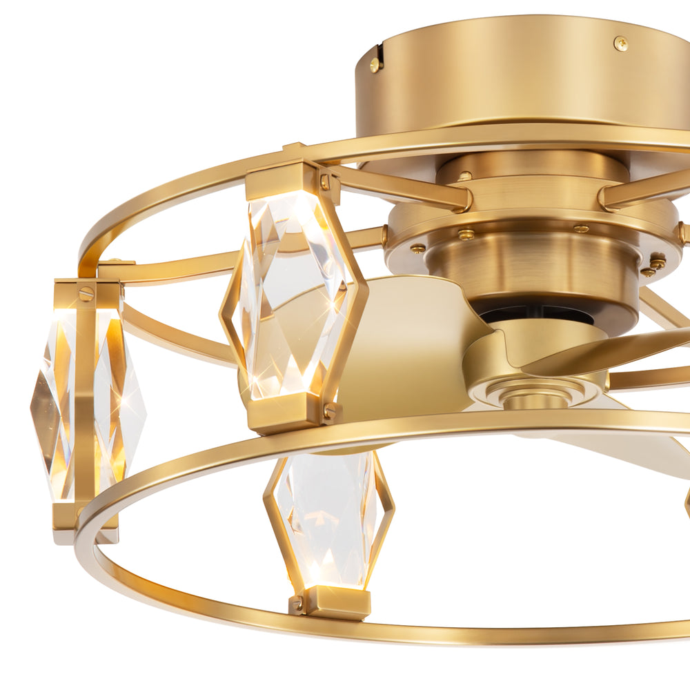 20.8-inch Flush Mount Crystal Ceiling Fan with Dimmable LED Light and Remote(3-Blade)