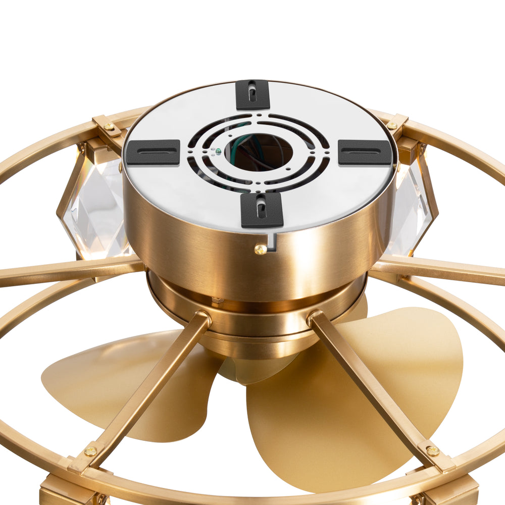 20.8-inch Flush Mount Crystal Ceiling Fan with Dimmable LED Light and Remote(3-Blade)
