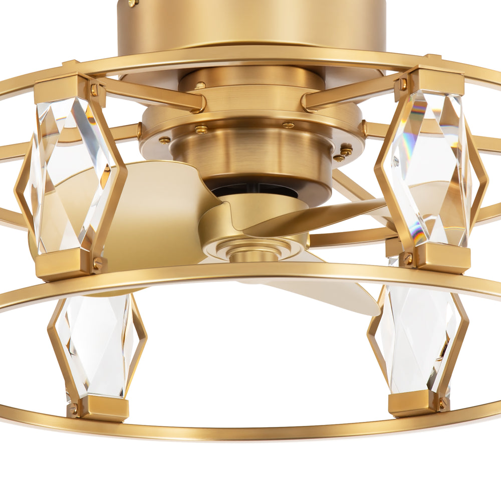 20.8-inch Flush Mount Crystal Ceiling Fan with Dimmable LED Light and Remote(3-Blade)