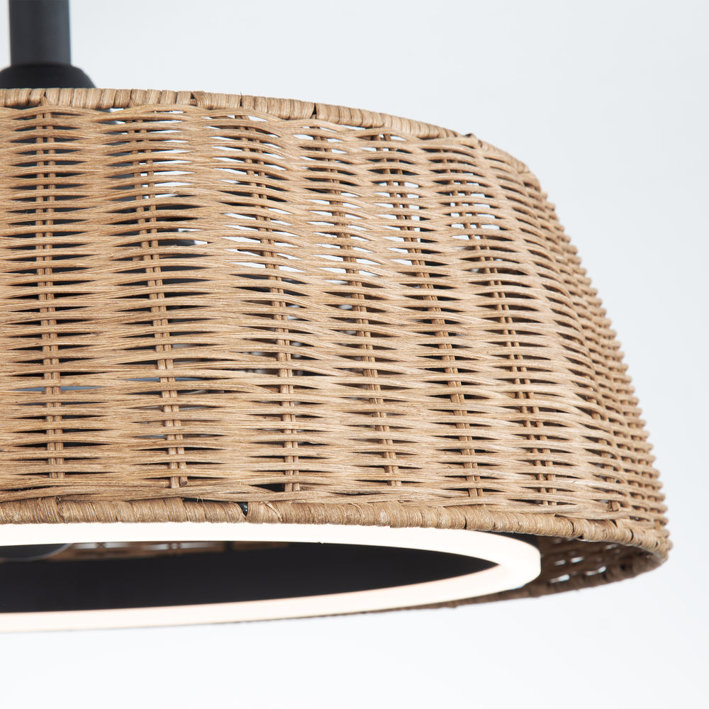 20-inch Rattan Caged 3-Blade Ceiling Fan with Dimmable LED Light and Remote, 6" Downrod Included