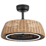 Halcyra 20-Inch Boho Rattan Ceiling Fan With Light