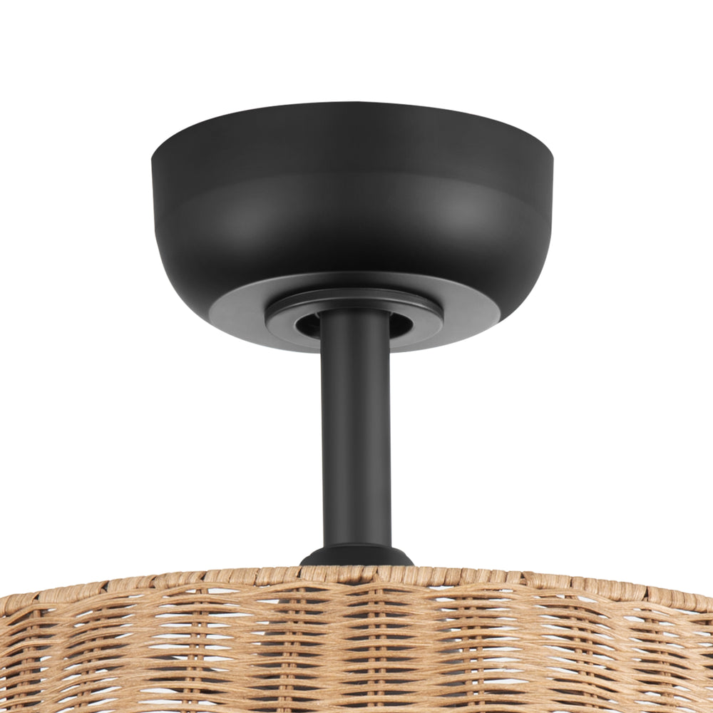 20-inch Rattan Caged 3-Blade Ceiling Fan with Dimmable LED Light and Remote, 6" Downrod Included