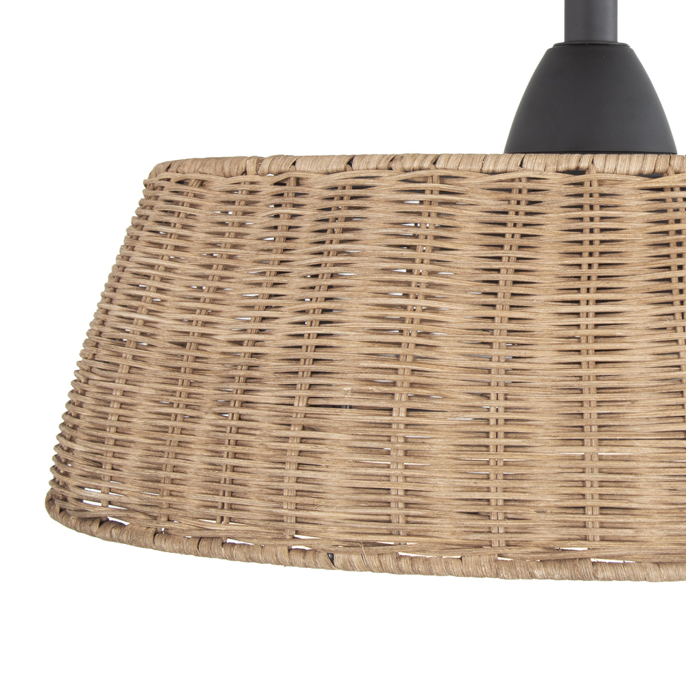 20-inch Rattan Caged 3-Blade Ceiling Fan with Dimmable LED Light and Remote, 6" Downrod Included
