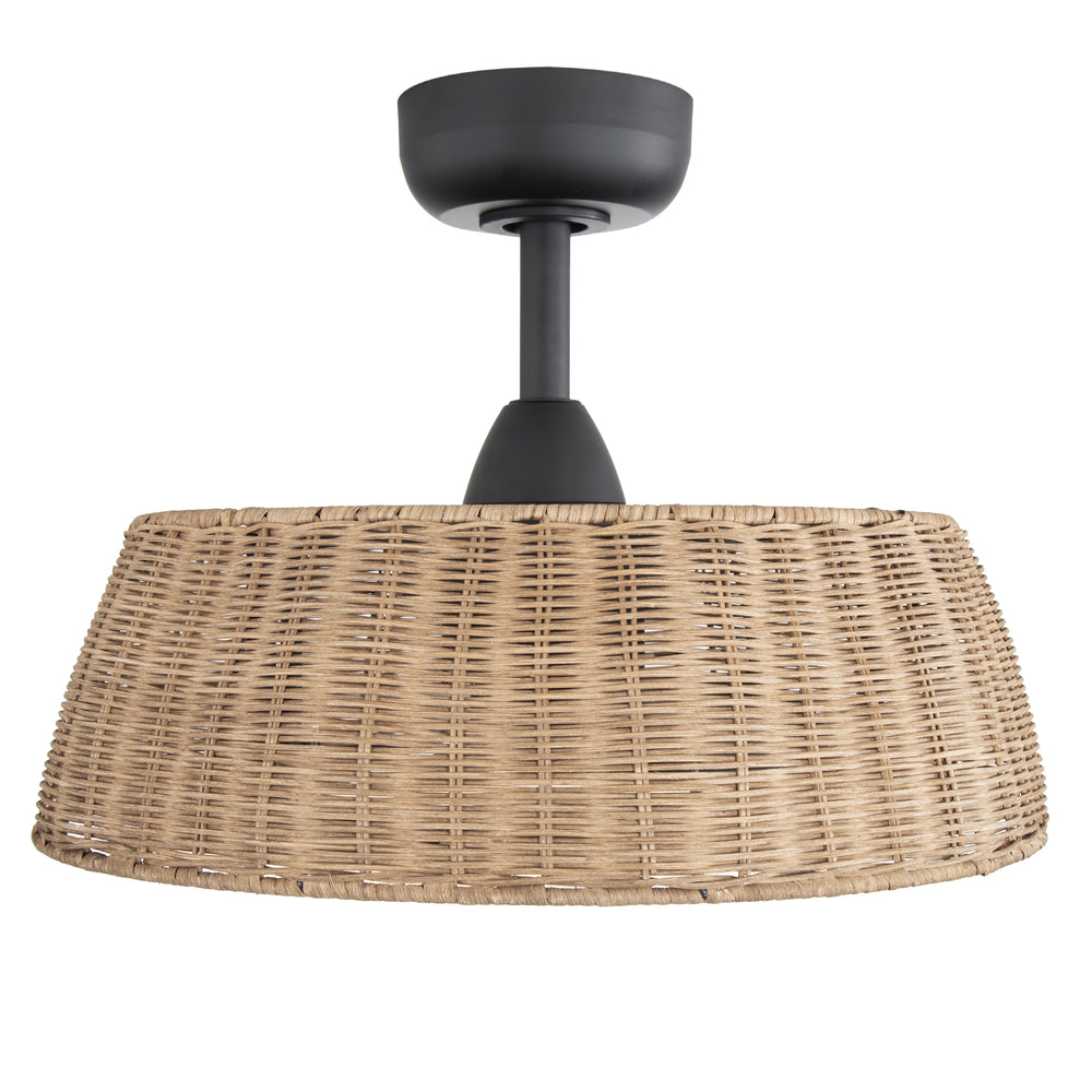 20-inch Rattan Caged 3-Blade Ceiling Fan with Dimmable LED Light and Remote, 6" Downrod Included