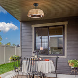Halcyra 20-Inch Boho Rattan Ceiling Fan With Light