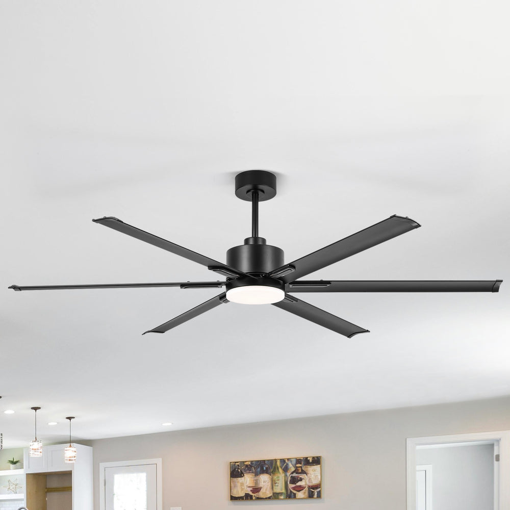 72-Inch Ceiling Fans with LED Light Remote Control, 6 Reversible Blade, Industrial Ceiling Fan with Reversible DC Motor, Down Rod Mount, LED Ceiling Light Chandelier for Bedroom