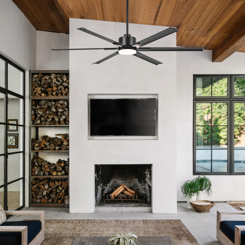 72-Inch Ceiling Fans with LED Light Remote Control, 6 Reversible Blade, Industrial Ceiling Fan with Reversible DC Motor, Down Rod Mount, LED Ceiling Light Chandelier for Bedroom