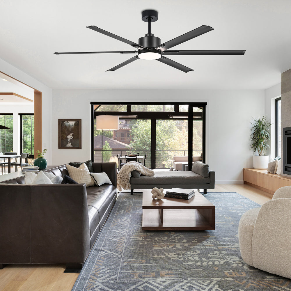 72-Inch Ceiling Fans with LED Light Remote Control, 6 Reversible Blade, Industrial Ceiling Fan with Reversible DC Motor, Down Rod Mount, LED Ceiling Light Chandelier for Bedroom