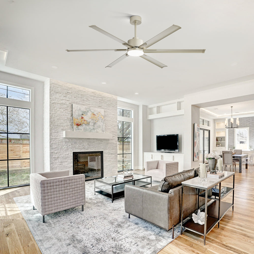72-Inch Ceiling Fans with LED Light Remote Control, 6 Reversible Blade, Industrial Ceiling Fan with Reversible DC Motor, Down Rod Mount, LED Ceiling Light Chandelier for Bedroom