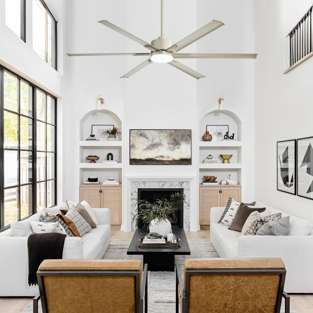 72-Inch Ceiling Fans with LED Light Remote Control, 6 Reversible Blade, Industrial Ceiling Fan with Reversible DC Motor, Down Rod Mount, LED Ceiling Light Chandelier for Bedroom