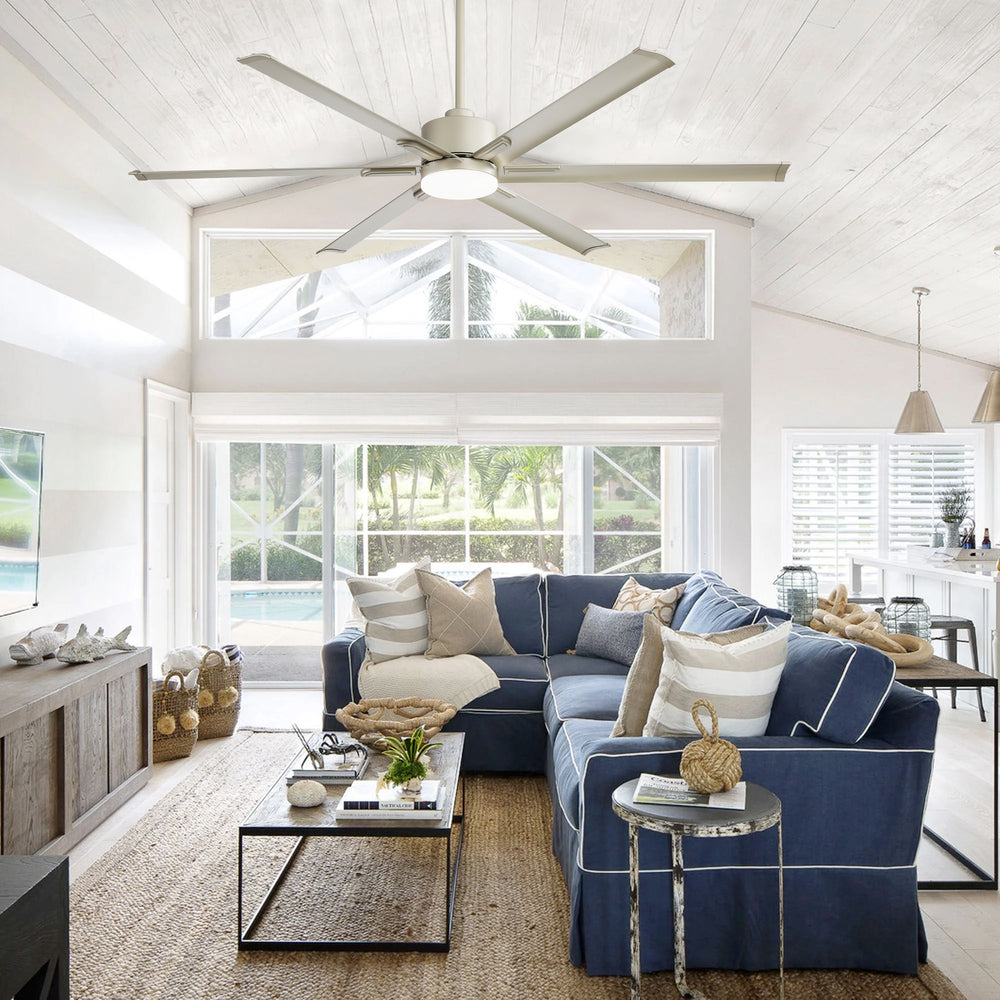 72-Inch Ceiling Fans with LED Light Remote Control, 6 Reversible Blade, Industrial Ceiling Fan with Reversible DC Motor, Down Rod Mount, LED Ceiling Light Chandelier for Bedroom