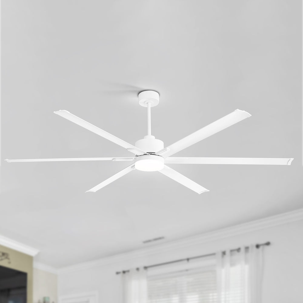 72-Inch Ceiling Fans with LED Light Remote Control, 6 Reversible Blade, Industrial Ceiling Fan with Reversible DC Motor, Down Rod Mount, LED Ceiling Light Chandelier for Bedroom
