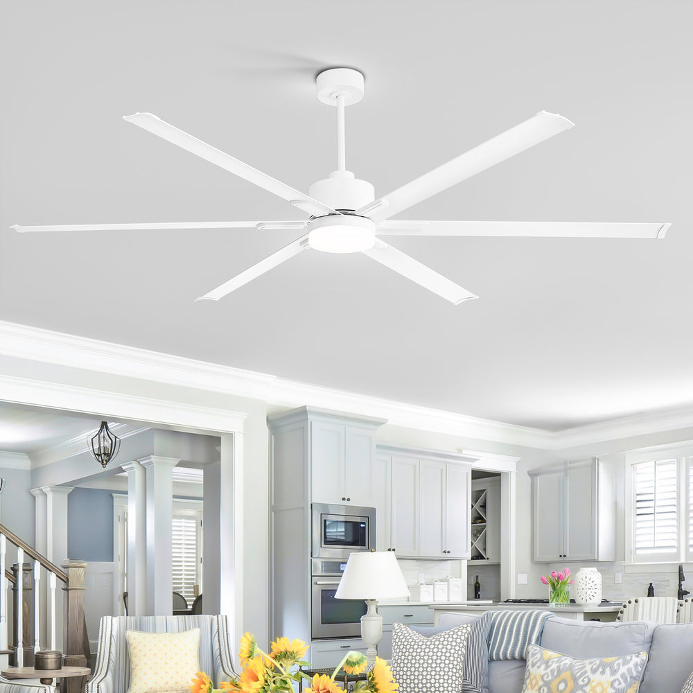72-Inch Ceiling Fans with LED Light Remote Control, 6 Reversible Blade, Industrial Ceiling Fan with Reversible DC Motor, Down Rod Mount, LED Ceiling Light Chandelier for Bedroom