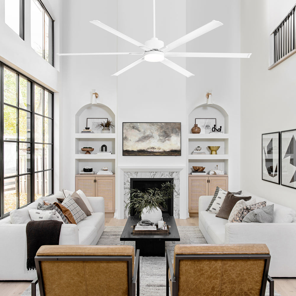 72-Inch Ceiling Fans with LED Light Remote Control, 6 Reversible Blade, Industrial Ceiling Fan with Reversible DC Motor, Down Rod Mount, LED Ceiling Light Chandelier for Bedroom